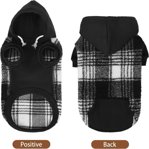 Vista 6 de PUPTECK Sudadera con Capucha para Perro Sudadera para Cachorro Suéter Cálido para Perro Ropa de Invierno Abrigos para Clima Frío para Perros Negro