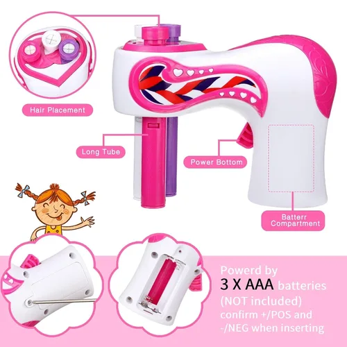 Vista 2 de Zhehao Máquina eléctrica para trenzar el cabello, herramientas automáticas para trenzar, dispositivo portátil para mujeres, kit de juguetes de salón