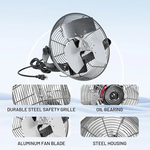 Vista 6 de NORTHSKY 12" ventilador industrial del soporte de la pared 3 velocidades 2400CFM para el garaje del taller