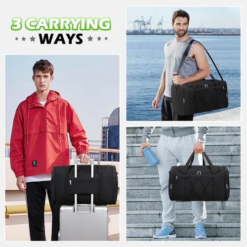 Vista 7 de Bolsa de lona para tenis para viajes, NEGRO-VERDE, Viajes