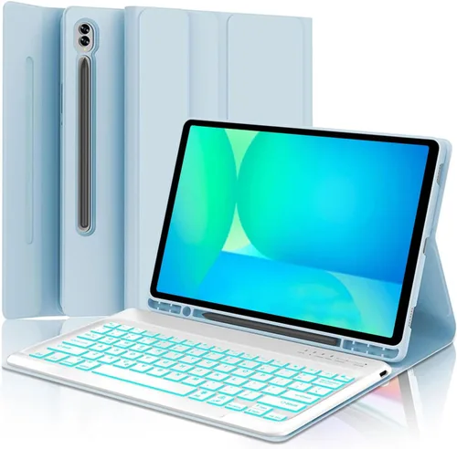 Vista 17 de Funda con teclado para Samsung Galaxy Tab A11 Plus / A9 Plus de 11 pulgadas, con retroiluminación Bluetooth A9+ con soporte para bolígrafo S