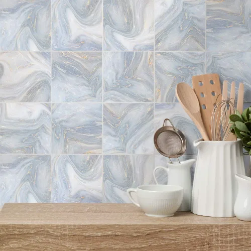 Vista 12 de Alwayspon 10 calcomanías de transferencia de azulejos de vinilo con efecto mármol, 6 x 6 pulgadas, calcomanías autoadhesivas para decoración de baño