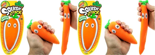 Vista 7 de JA-RU Juguete sensorial elástico de zanahoria blanda (1 unidad) para aliviar el estrés relleno de arena Fidget Autismo. Regalos de Pascua