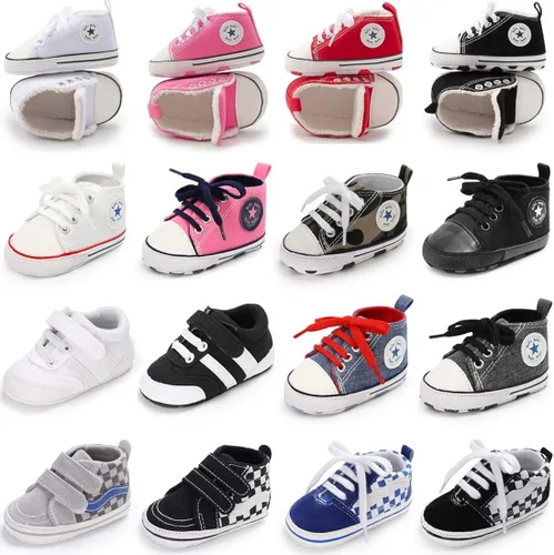 Vista 2 de KIDSUN zapatos deportivos altos hasta el tobillo para bebés, niños y niñas con suela antideslizante, suaves, para recién nacidos, zapatos