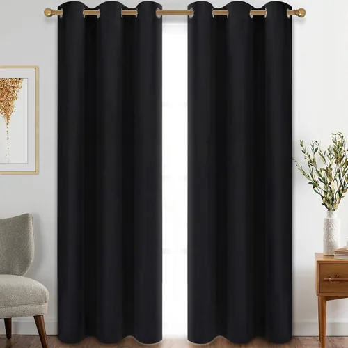 Vista 166 de Diraysid Cortinas opacas beige con ojales para dormitorio, con aislamiento térmico, cortinas de oscurecimiento de habitación, 38 x 54 pulgadas, 2