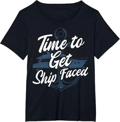 Vista 23 de Time to Get Ship Faced Holiday Hilarante Nautical Sailing Camiseta, Negro, S