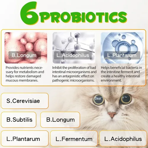 Vista 2 de Alivio suave del estreñimiento para gatos y gatitos – Probiótico intestinal y apoyo inmunológico para felinos – Suplemento natural de salud herbaria