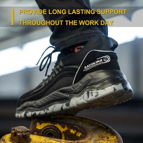 Vista 5 de Zapatos de trabajo con punta de acero para hombres y mujeres, ligeros, indestructibles, a prueba de pinchazos, cómodos, zapatos de seguridad