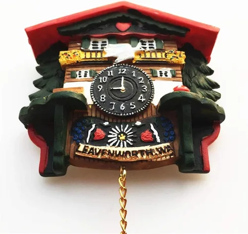 Vista 3 de Reloj de cuco estilo Leavenworth Washington State USA America Nevera Magnet Souvenir Gift Collection