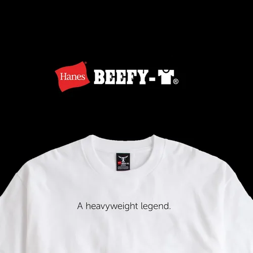 Vista 4 de Hanes Beefy-T Camiseta para hombre, camiseta de algodón pesado, paquete de 1 o 2, tallas grandes y altas disponibles