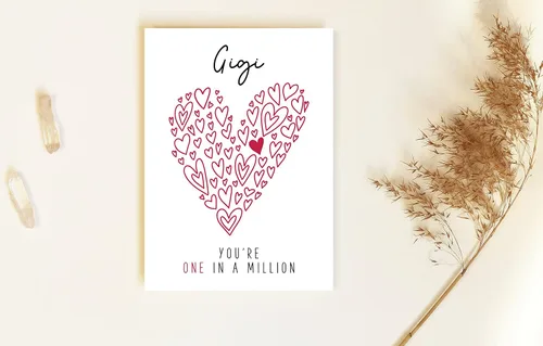 Vista 2 de Yanashop88 Gigi You're One In A Million Card - Tarjeta de cumpleaños Gigi - Tarjeta de felicitación de agradecimiento - Tarjeta para ella - Tarjeta