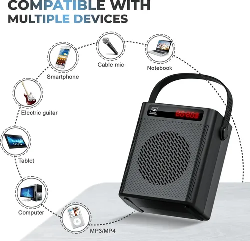 Vista 6 de Amplificador de voz Micrófono inalámbrico/micrófono de mano con 4 efectos de sonido S95 Rechargeable Portable Microphone and Speaker Set Wireless