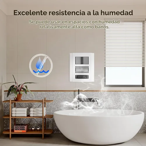 Vista 6 de Calentador de pared eléctrico de 240 V con 3 modos, 1500/750 W Marfil
