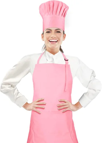 Vista 10 de Conjunto de delantal y sombrero de chef, sombrero de chef con cinta Negro