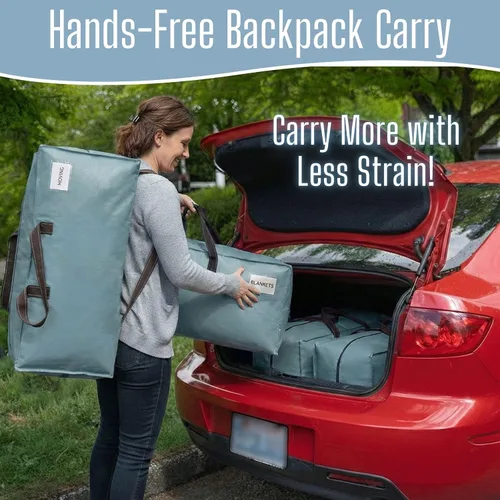 Vista 70 de VENO Paquete de 6 bolsas de mudanza resistentes con correas de mochila, cremalleras y asas, bolsas de embalaje extragrandes para artículos