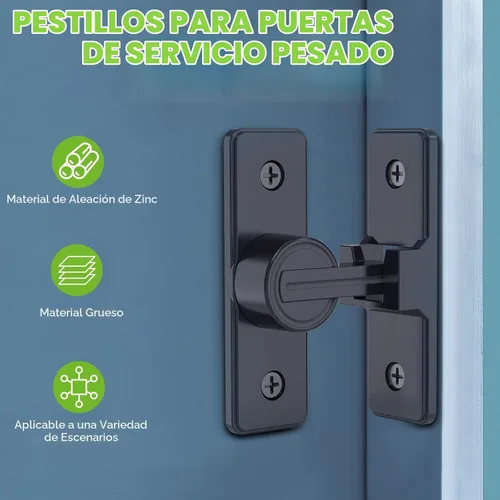 Vista 2 de Herrajes para cerradura de puerta de granero, pestillos de compuerta de seguridad resistente de 90 grados, cerradura de pestillo de perno abatible