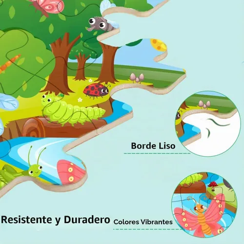 Vista 7 de Rompecabezas para niños de 3 a 5 años, rompecabezas de madera de 24 a 30 piezas para niños pequeños, rompecabezas educativos de 3, 4, 5, 6 años