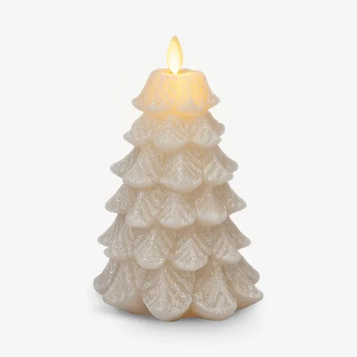Vista 10 de Luminara Vela LED sin llama con rica purpurina dorada North Tree Pilar de Llama en Movimiento (3.3" x 4.3")