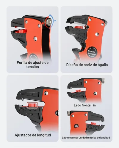 Vista 4 de VCELINK Pelacables y cortador automático de tiras rápidas, pelacables profesional de tira rápida, herramienta de pelado de cables eléctricos