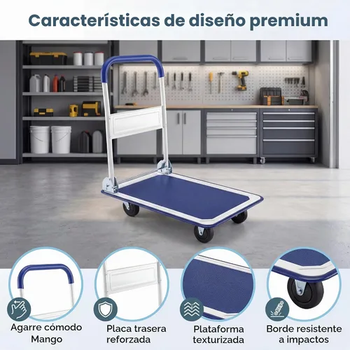Vista 7 de Goplus Carro plegable de la plataforma 330LBS Rolling Flatbed Cart Hand Platform Truck Push Dolly para cargar