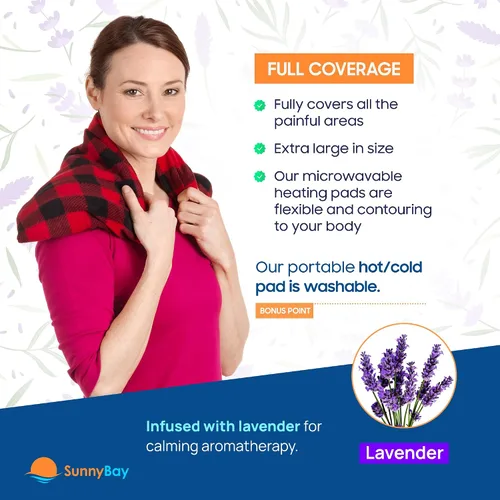 Vista 4 de SunnyBay Almohadilla de calentamiento para microondas con lavanda, almohadilla microondas pesada para todo el cuerpo, paquete húmedo caliente o frío