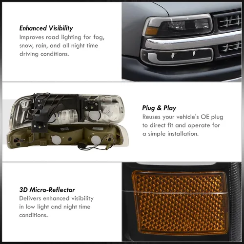 Vista 4 de AJP Distributors Juego de faros LED DRL con barra de tubo + esquinas parachoques de señal de conducción de señal izquierda derecha
