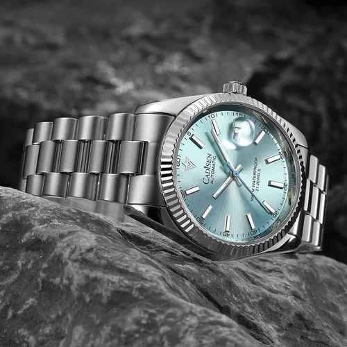 Vista 2 de CADISEN - Reloj de pulsera de acero inoxidable impermeable para hombre, mecánico, de negocios