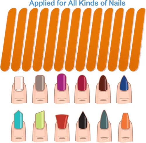 Vista 2 de Mini limas de uñas a granel (100 unidades), lima de uñas de doble cara para uñas naturales, juego de herramientas de manicura, lima de uñas