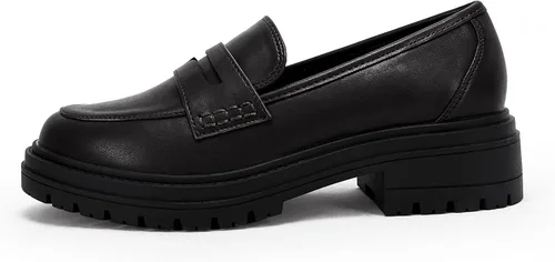 Vista 2 de Mocasines de plataforma para mujer suela de taco tacón grueso antideslizantes de piel sintética casuales cómodos con punta redonda zapatos Oxford