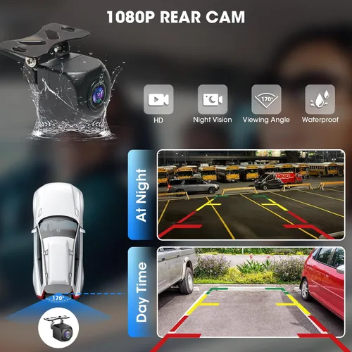 Vista 6 de Cámara de salpicadero portátil CarPlay estéreo - Pantalla de automóvil inalámbrica Android Auto - Pantalla de 6.25" IPS 4K Full HD DVR de automóvil