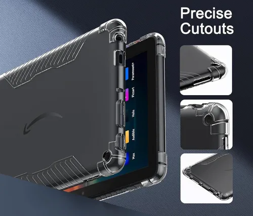 Vista 4 de MoKo Funda para tableta Amazon Kindle Fire HD 8 y 8 Plus (12ª generación - versión 2024/2022) de 8 pulgadas, ultra transparente, suave, flexible