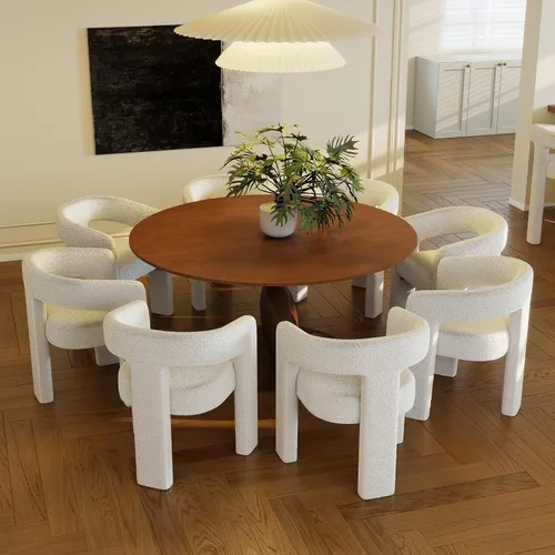 Vista 30 de Silla de Comedor Moderna de Chenille Tipo Barril Tapizada en Tela para Comedor con Brazo, Cómoda Silla Auxiliar de Acento para Cocina/Sala