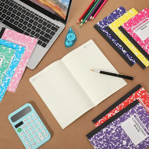 Vista 7 de Fainne Paquete de 100 cuadernos de composición A5 a granel, cuadernos de composición con rayas universitarias, cubiertas de mármol, cuadernos