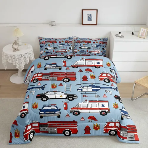 Vista 27 de Feelyou Juego de edredón de coche de carreras, tamaño individual, juego de ropa de cama de coche deportivo de velocidad para niños y niñas, edredón