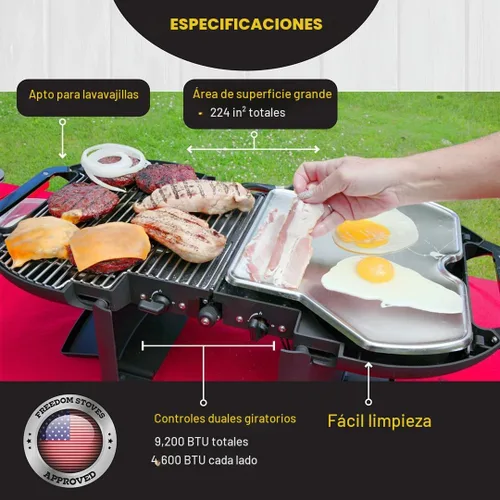 Vista 7 de Parrilla portátil de gas y plancha plegable Fold-N-Go, 9.200 BTU, ligera con estuche de transporte