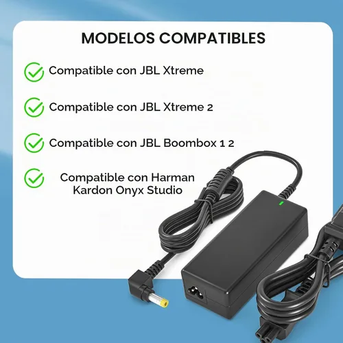 Vista 3 de Cargador adaptador de corriente de 19 V compatible con cable de alimentación JBL Xtreme/Xtreme 2 Fit for Boombox 1/2/3, Compatible with Harman