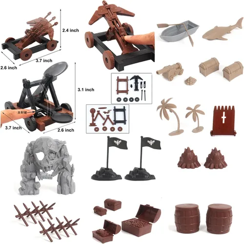 Vista 5 de Plustopoy Figuras de Soldados de Juguete de Caballeros de Castillo Medieval Hombres del Ejército, Juguete de Construcción de Castillo DIY de Los