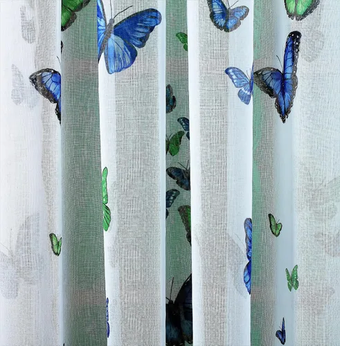 Vista 6 de Today's Curtain Panel semitransparente con estampado de mariposas, 63", azul, 54W x 63L