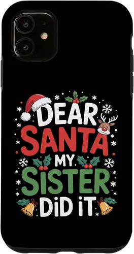 Vista 8 de Dear Santa My Sister Did It Christmas Sibling Humor Parents Case for iPhone 16