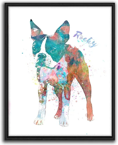Vista 37 de Personal-Prints Regalo de arte personalizado para pared de perro, impresión artística moderna personalizada única de estilo acuarela La raza