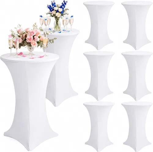 Vista 9 de Tegeme - Paquete de 8 fundas de elastano para mesa de cóctel, 32 x 43 pulgadas, color champán