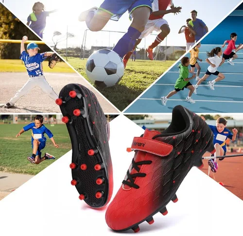 Vista 6 de Hanani Zapatos deportivos de fútbol para niños y niñas, FGAG FGAG, zapatos deportivos de entrenamiento para correr, para interiores y exteriores