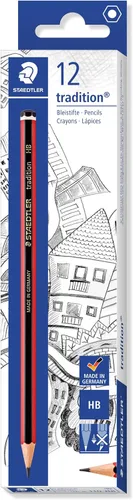 Vista 8 de STAEDTLER 110-3B Tradition - Lápiz de grafito para dibujo y bocetos, 3B (caja de 12), color negro