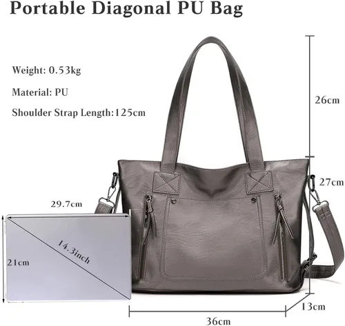 Vista 3 de Bolso de mano de moda Bolso de hombro de cuero PU Bolso cruzado Bolso impermeable con asa superior Bolso de mensajero para mujer Bolso de mano