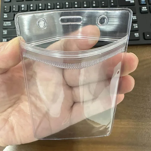 Vista 2 de 10 soportes verticales para tarjetas de identificación, soporte impermeable para tarjetas de identificación, soporte de plástico transparente