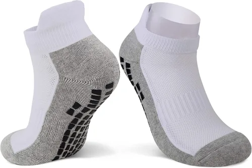 Vista 6 de JHM Calcetines deportivos antideslizantes antideslizantes de corte corto para hospital, deportes, atléticos con empuñaduras