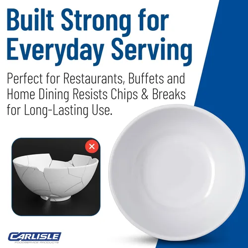 Vista 6 de Carlisle FoodService Products Dallas Ware - Cuenco de plástico reutilizable para bufés, hogar y restaurantes, melamina, 16 onzas, color blanco