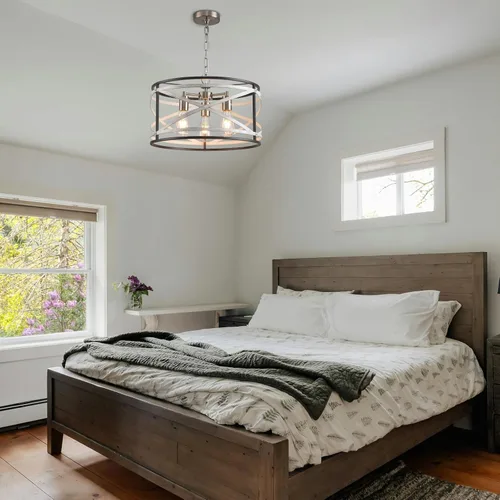 Vista 8 de Candelabros de granja para comedor, lámpara de metal de 3 luces, lámpara de araña rústica de 18.5 pulgadas, lámpara colgante para cocina, vestíbulo