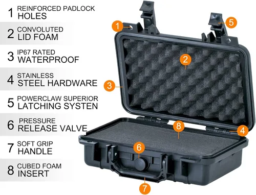 Vista 5 de MEIJIA Funda rígida protectora impermeable portátil para todo tipo de clima, funda para cámara pequeña, funda seca con espuma personalizable