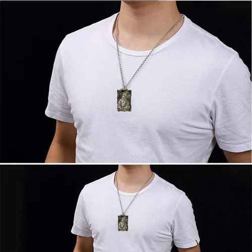 Vista 3 de Solid Thickening Maitreya Buddha Pendant Necklace Smiling Buddha Tag Trend Domineering Men's Accessories